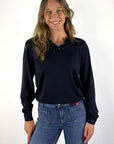 FFC Fashion 16067 polotrui in Navy van merinowol met polokraag en knoopsluiting