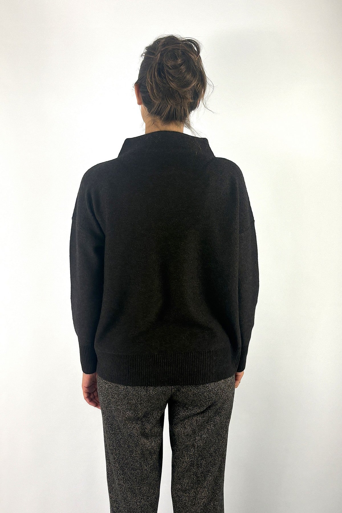 FFC - 16049 |1448 - Pull col montant wol cashmere - BROWN MELANGE