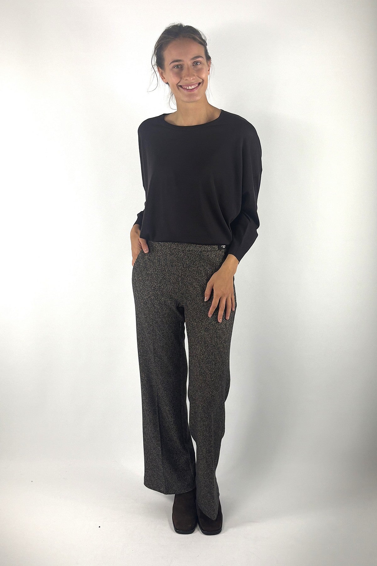 FFC merino trui met ronde hals en lange mouwen – Sepia