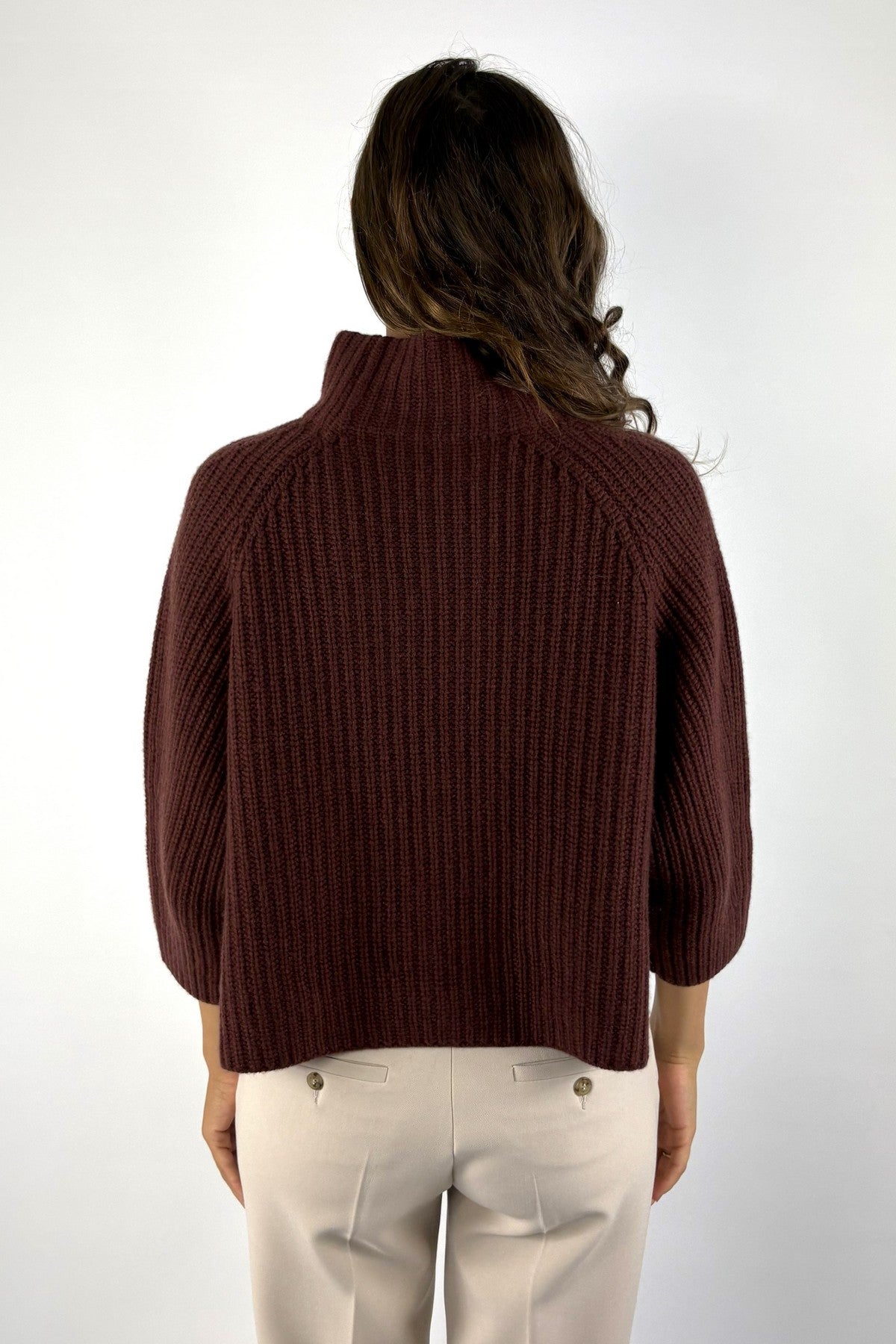 FFC Fashion 16016 vest wol &amp; kasjmier met tweewegrits – Marone