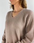 FFC - 12081 | 1249 - Pull V cashmere/zijde - macchiato