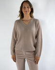 FFC - 12081 | 1249 - Pull V cashmere/zijde - macchiato