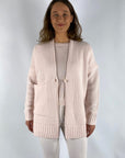 FFC - 13104 | 1301 - Cardigan lang wol/cashmere - zachtroze