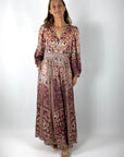 Hale Bob - Amaris | 58AT610A - Jurk lang V print - burgundy