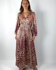 Hale Bob - Amaris | 58AT610A - Jurk lang V print - burgundy