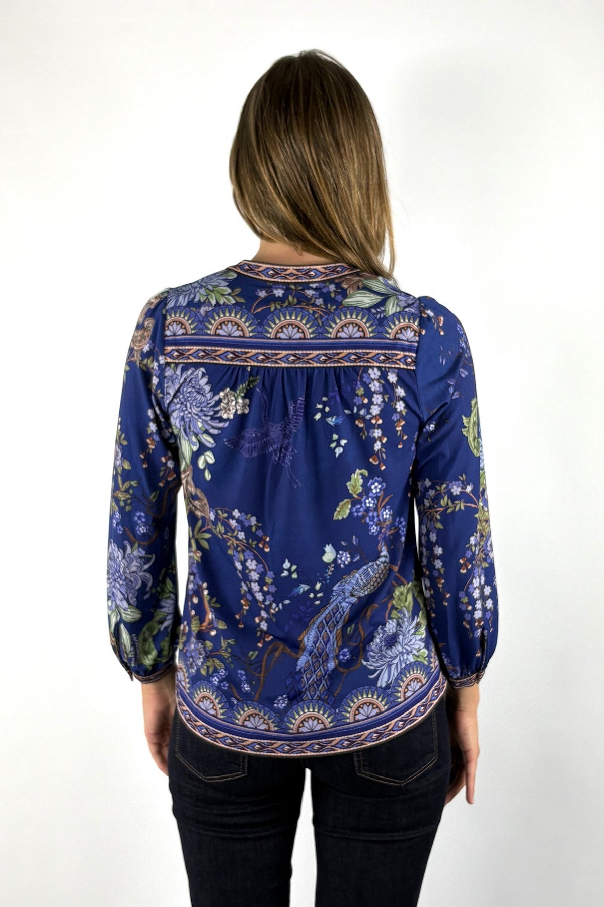 Hale Bob Mavie shirtblouse jersey met print – Navy