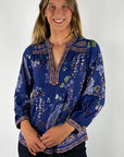 Hale Bob Mavie shirtblouse jersey met print – Navy