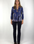 Hale Bob Mavie shirtblouse jersey met print – Navy