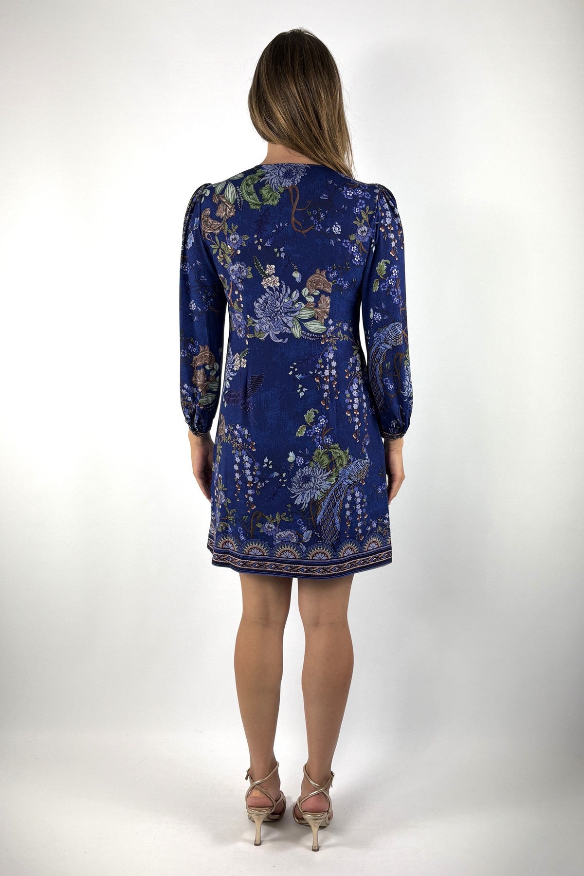 Hale Bob Ayah jersey jurk met print en V-hals – Navy