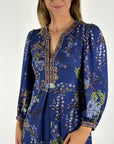 Hale Bob Ayah jersey jurk met print en V-hals – Navy