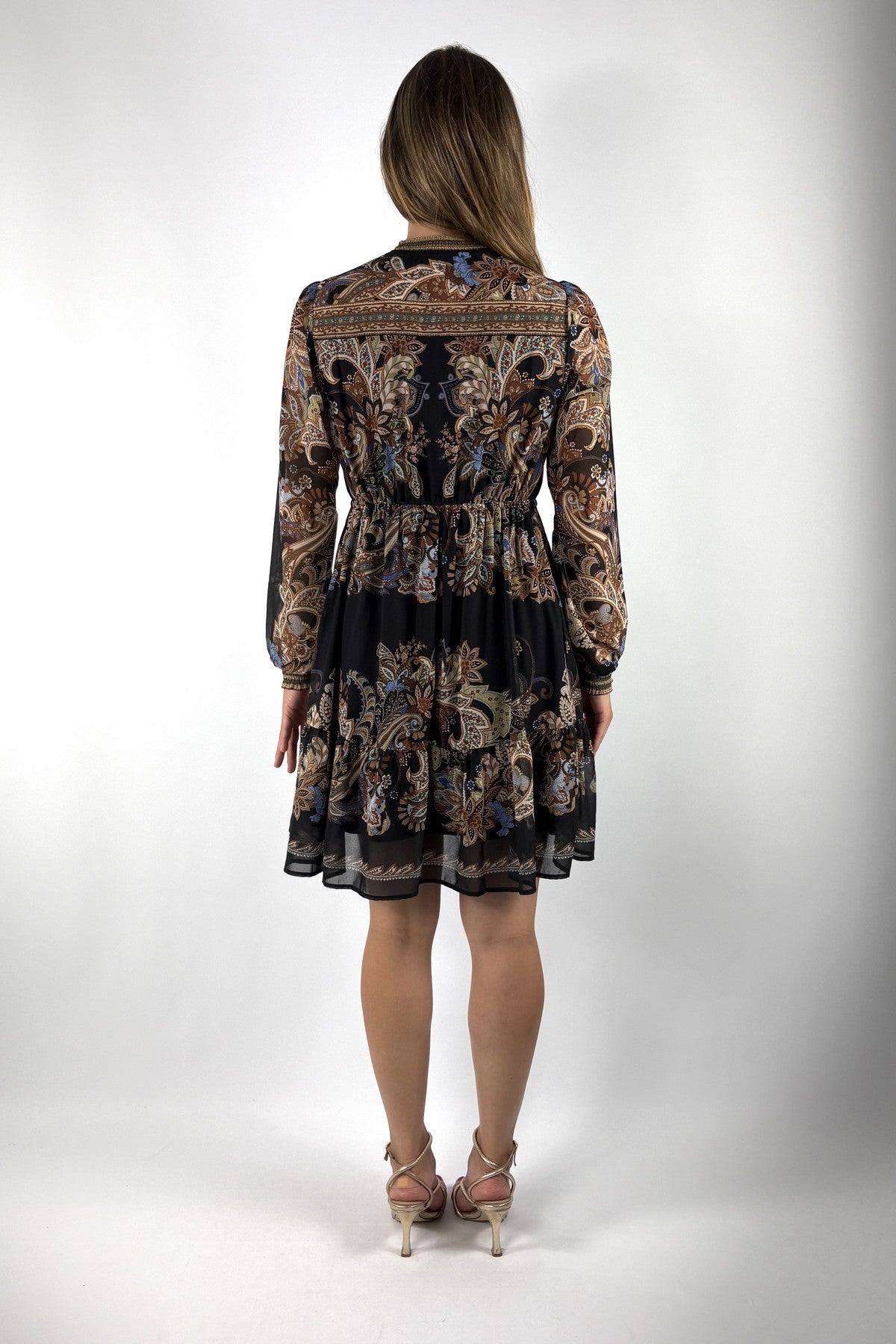 Hale Bob Isolde chiffon jurk met print – Black