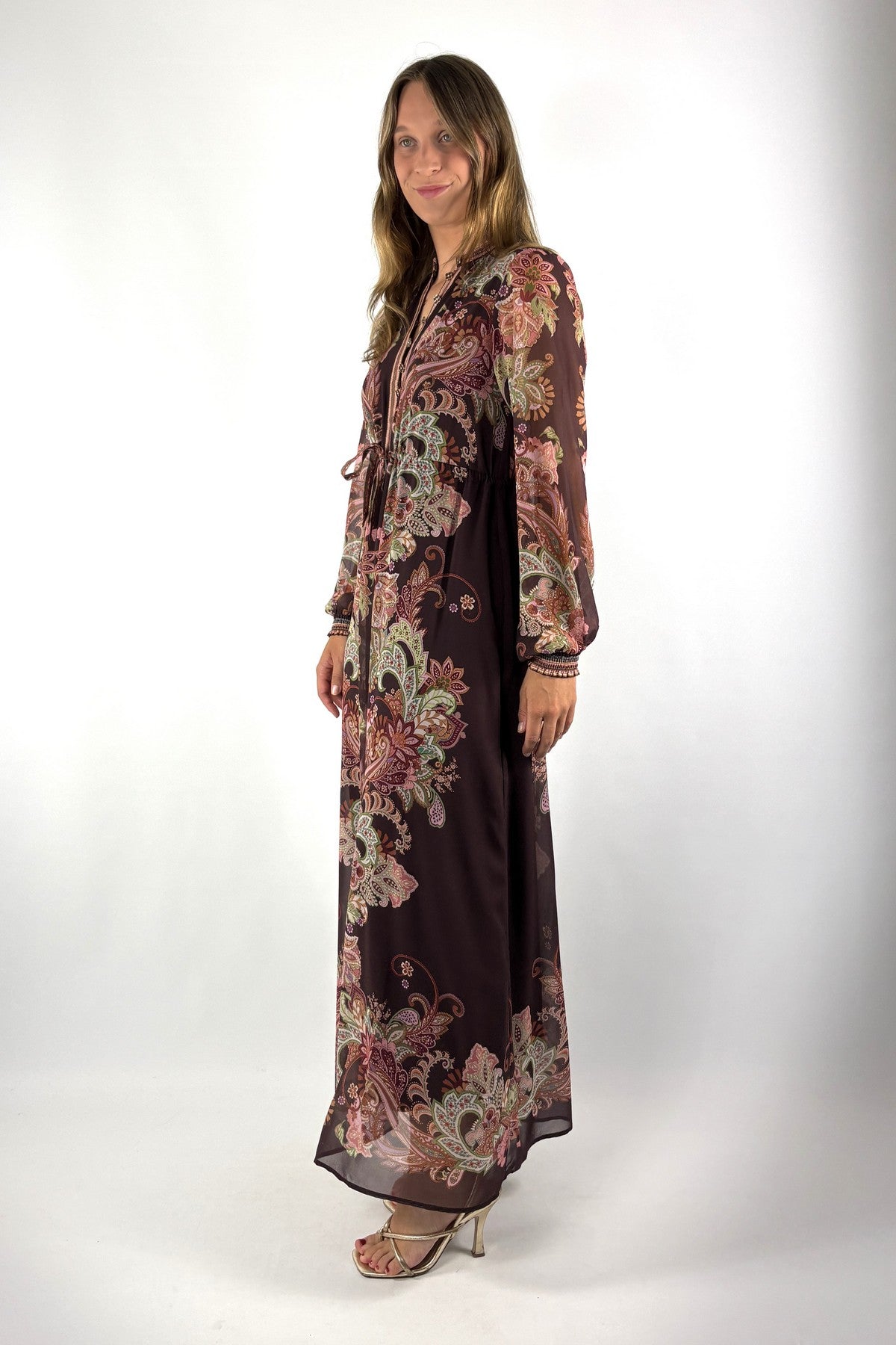Hale Bob Isolde chiffon jurk met print – Wine