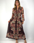 Hale Bob Isolde chiffon jurk met print – Wine