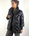 Helmur Helena korte gewatteerde winterjas met ruitpatroon – Blue
