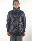 Helmur Helena korte gewatteerde winterjas met ruitpatroon – Blue