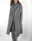 Helmur Regina lange doubleface mantel in wol en cashmere – Cenere