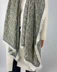 Hemisphere - NIB-CWF 252B - Sjaal bloem cashmere/wol - groen/blauw