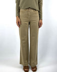 Hemisphere 26205NESIM-5D wide leg jeans in Camel van katoen en Tencel met contraststiksels