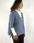Hemisphere 2625735-4 cardigan wol cashmere met ruit – Denim Blue