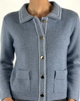 Hemisphere 2625714S-4 korte cardigan kasjmier katoen – Denim Blue
