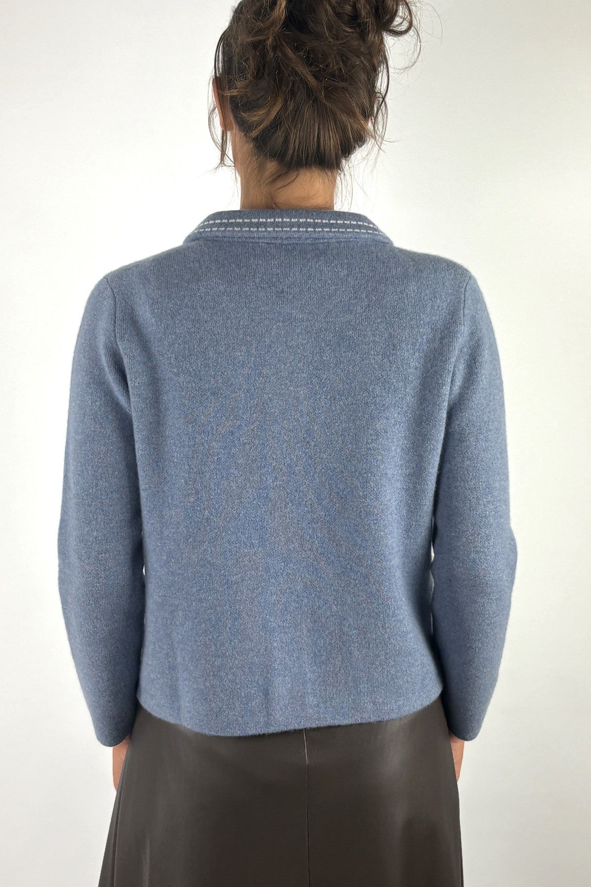 Hemisphere 2625714S-4 korte cardigan kasjmier katoen – Denim Blue