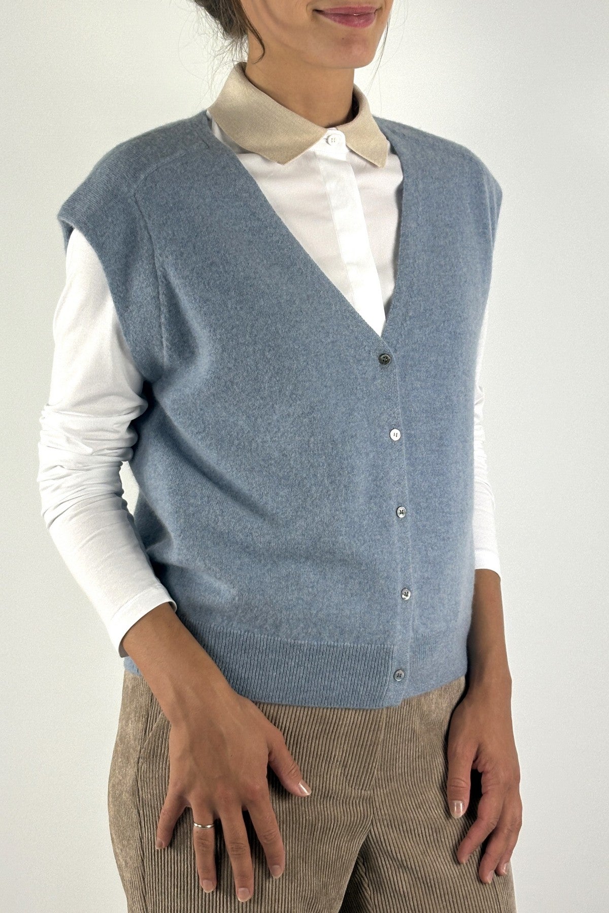 Hemisphere 2621310-4 gilet 100% cashmere – Blue Apache
