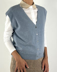 Hemisphere 2621310-4 gilet 100% cashmere – Blue Apache