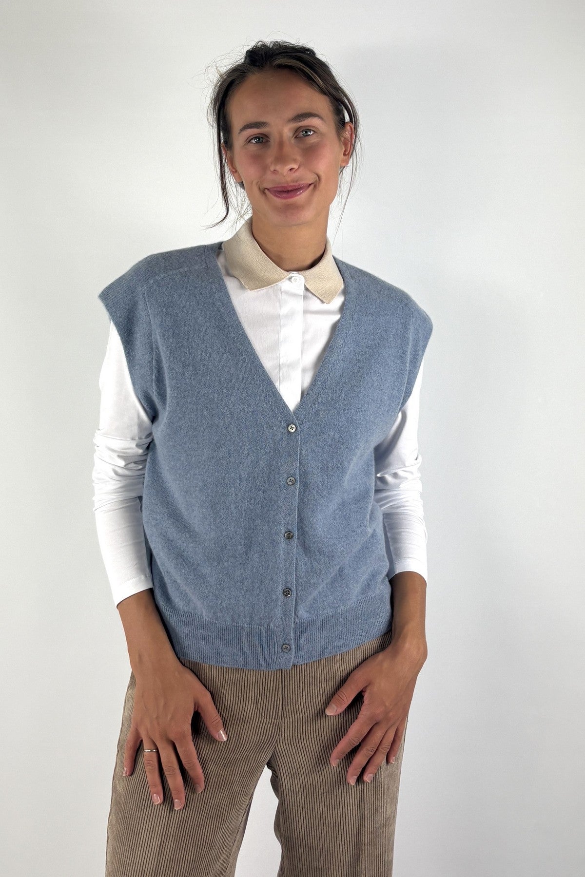 Hemisphere 2621310-4 gilet 100% cashmere – Blue Apache