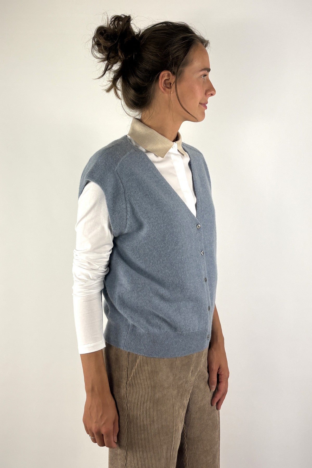 Hemisphere 2621310-4 gilet 100% cashmere – Blue Apache