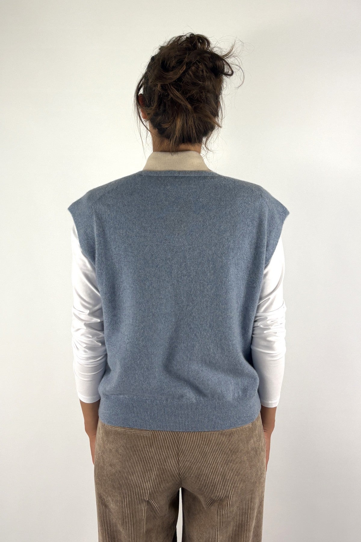 Hemisphere 2621310-4 gilet 100% cashmere – Blue Apache