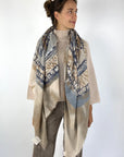 Hemisphere - NCIRCLE-CSMQ 252B - Sjaal cashmere/zijde - beige/blauw