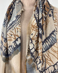 Hemisphere - NCIRCLE-CSMQ 252B - Sjaal cashmere/zijde - beige/blauw