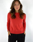 Hemisphere 2621320-4 rode cashmere pull met ronde hals en rechte pasvorm