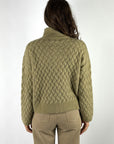 Hemisphere pullover met opstaande kraag en structuurbrei – Prairie Sand