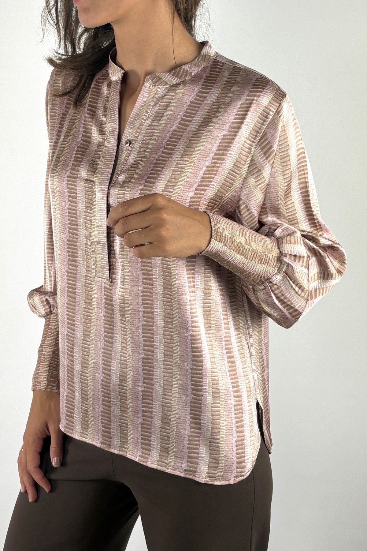 Hemisphere Faneli 262FANELI-6 zijden blouse – Roze Beige