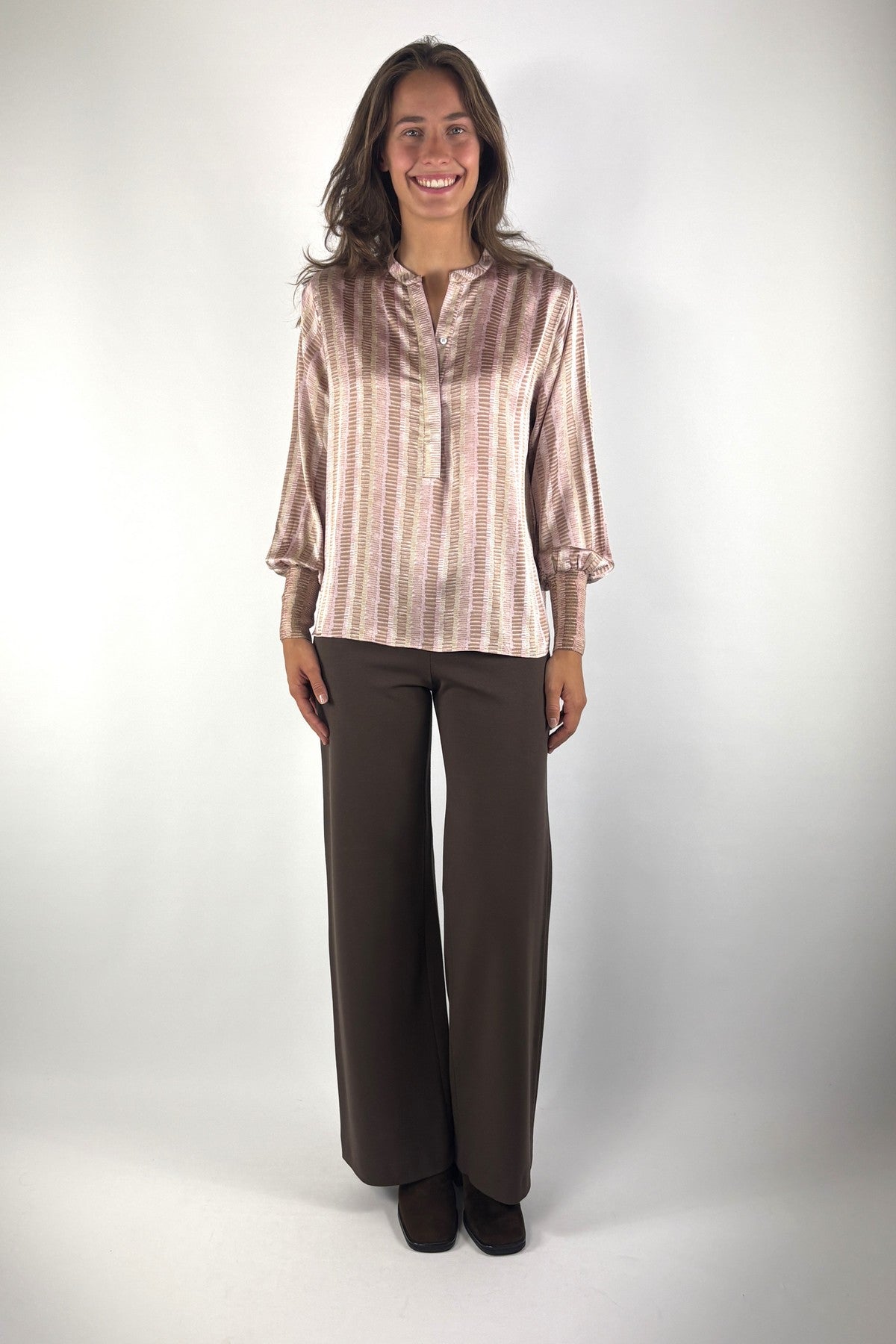 Hemisphere Faneli 262FANELI-6 zijden blouse – Roze Beige