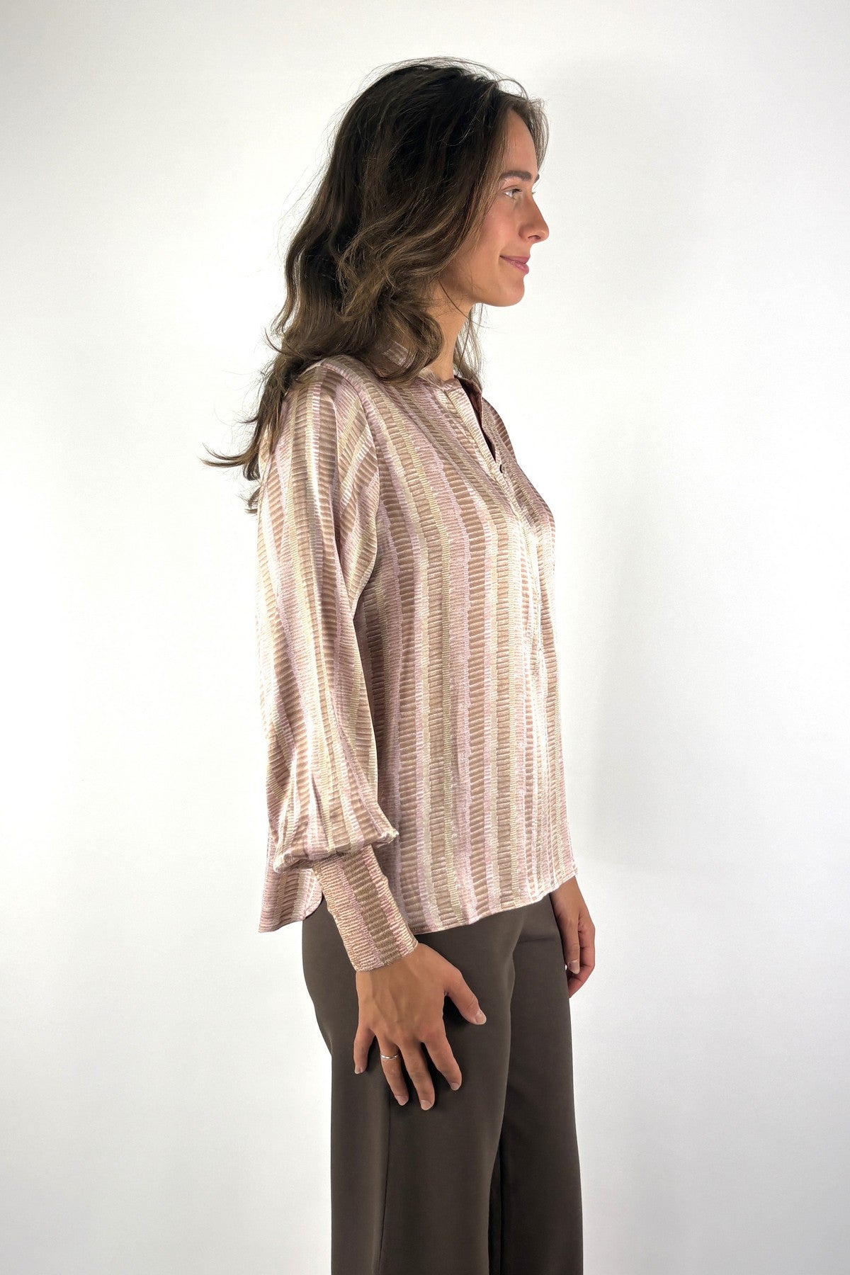 Hemisphere Faneli 262FANELI-6 zijden blouse – Roze Beige