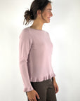 Hemisphere 2621344-4 cashmere pull met ruffles – Powder Blush