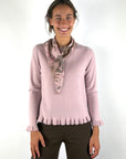 Hemisphere INKECOLLAR1 klein cashmere sjaaltje met jungleprint in roze en beige tinten
