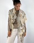 Hemisphere Inke stole kasjmier & wol – Ecru/Mustard