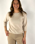 2614608-17-Hemisphere beige pullover van fijne merinoswol met ronde hals en 3/4 mouw.