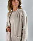 Hemisphere - 2425708-4 - Cardigan sjaalkraag 2 zakjes - beige