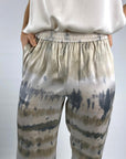 Hemisphere - 241FLORA-6 - Broek zijde batik print beige ecru