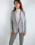 D'exterior - 57131 | Perla Granito - Blazer ruit cashmere grijs wit