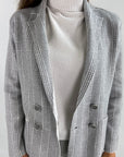 D'exterior - 57131 | Perla Granito - Blazer ruit cashmere grijs wit