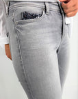 Cambio - Piper short 9221 - Jeans met pailletdetail grey denim