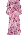 Misa Los Angeles - Imaan Dress - Kleed lang split - wit fuchsia