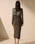 Oscar the collection - Irene top - Bloes met V-hals smoked green