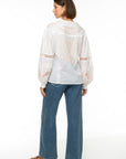 IVI Collection - Embroidery Paisley Blouse - Wit & Zachtroze - 26201121