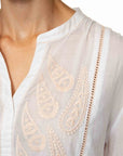 IVI Collection - Embroidery Paisley Blouse - Wit & Zachtroze - 26201121